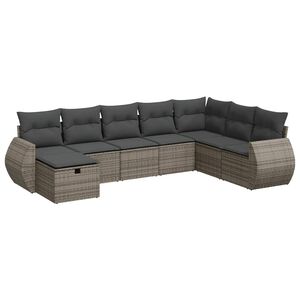 vidaXL 8 Piece Garden Sofa Set with Cushions Grey Poly Rattan