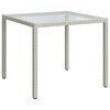 vidaXL Garden Table 90x90x75 cm Tempered Glass and Poly Rattan White