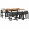 vidaXL 7 Piece Garden Dining Set with Cushions Black Poly Rattan