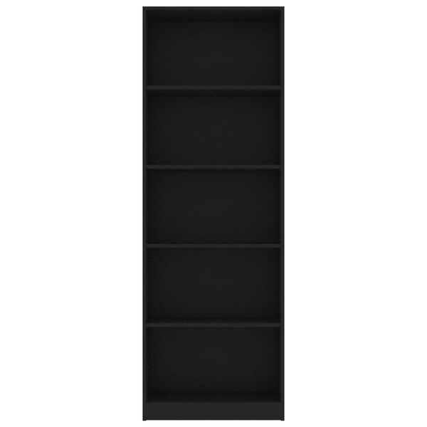 vidaXL 5-Tier Book Cabinet Black 60x24x175 cm Engineered Wood