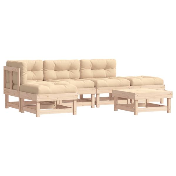 vidaXL 6 Piece Garden Lounge Set with Cushions Solid Wood
