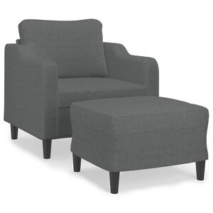 vidaXL Sofa Chair with Footstool Dark Grey 60 cm Fabric