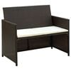 vidaXL 2 Seater Garden Sofa with Cushions Brown Poly Rattan