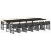 vidaXL 13 Piece Garden Dining Set with Cushions Black Poly Rattan
