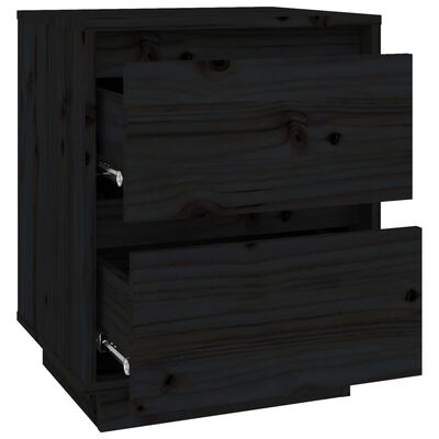 vidaXL Bedside Cabinet Black 40x35x50 cm Solid Wood Pine