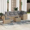 vidaXL 7 Piece Garden Sofa Set with Cushions Beige Poly Rattan