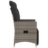 vidaXL Reclining Garden Chair with Cushions Grey Poly Rattan