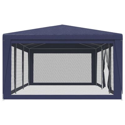 vidaXL Party Tent with 8 Mesh Sidewalls Blue 9x4 m HDPE