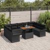 vidaXL Garden Sofa Set with Storage 10 pcs Black Poly rattan