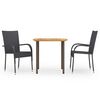 vidaXL 3 Piece Garden Dining Set Poly Rattan Black