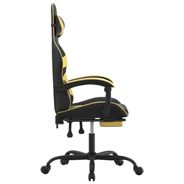 vidaXL Gaming Chair with Footrest Black and Gold Faux Leather