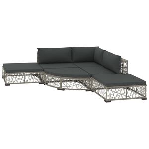 vidaXL 6 Piece Garden Lounge Set with Cushions Poly Rattan Grey