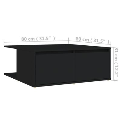 vidaXL Coffee Table Black 80x80x31 cm Chipboard