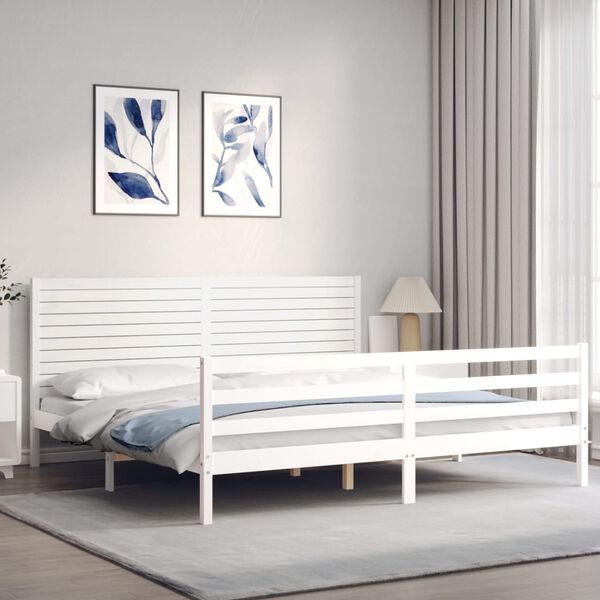 vidaXL Bed Frame without Mattress White Super King Size Solid Wood