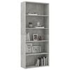 vidaXL 5-Tier Book Cabinet Concrete Grey 80x30x189 cm Engineered Wood