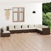 vidaXL 8 Piece Garden Lounge Set with Cushions Poly Rattan Brown