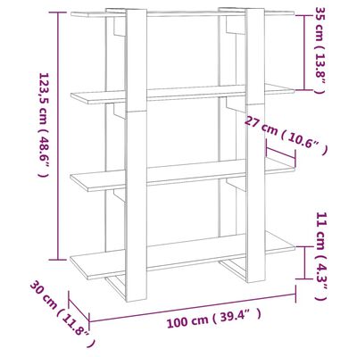 vidaXL Book Cabinet/Room Divider Grey Sonoma 100x30x123.5 cm