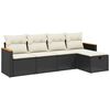 vidaXL 5 Piece Garden Sofa Set with Cushions Black Poly Rattan