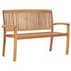 vidaXL Stacking Garden Bench with Cushion 128.5 cm Solid Teak Wood
