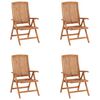 vidaXL Reclining Garden Chairs with Cushions 4 pcs Solid Teak Wood