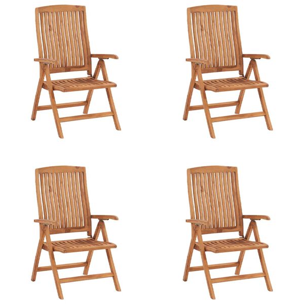 vidaXL Reclining Garden Chairs with Cushions 4 pcs Solid Teak Wood