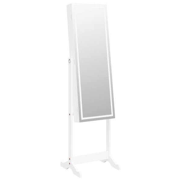 vidaXL Mirror Jewellery Cabinet with LED Lights Free Standing White