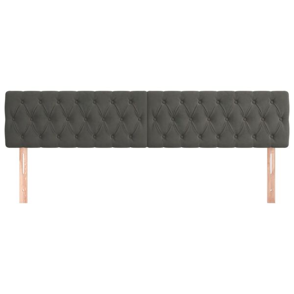 vidaXL Headboards Dark Grey 200x7x78/88 cm Velvet