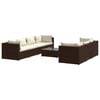 vidaXL 8 Piece Garden Lounge Set with Cushions Poly Rattan Brown