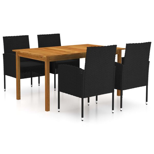 vidaXL 5 Piece Garden Dining Set Black