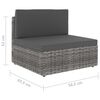 vidaXL Sectional Middle Sofa Poly Rattan Grey