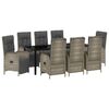 vidaXL Garden Dining Set 9 pcs Grey Poly Rattan
