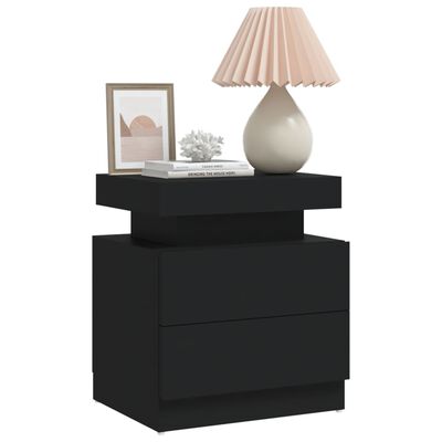 vidaXL Bedside Cabinet Black 45x35x52 cm Engineered Wood