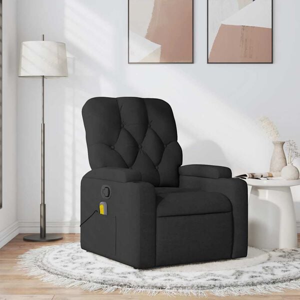 vidaXL Massage Recliner Chair Black Fabric