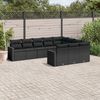 vidaXL 10 Piece Garden Sofa Set with Cushions Black Poly Rattan