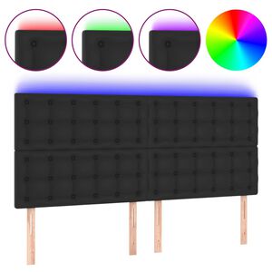 vidaXL LED Headboard Black 160 cm Faux Leather