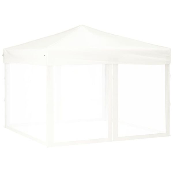 vidaXL Folding Party Tent with Sidewalls White 3x3 m