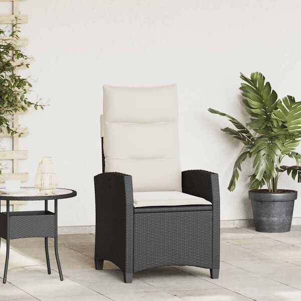 vidaXL Reclining Garden Chair with Side Table Black Poly Rattan