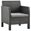 vidaXL 3 Piece Garden Lounge Set with Cushions PP Rattan Anthracite