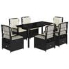 vidaXL 7 Piece Garden Dining Set with Cushions Black Poly Rattan