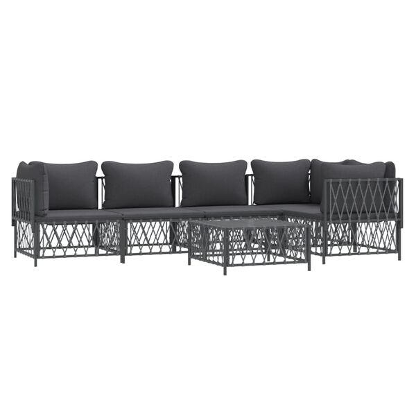 vidaXL 6 Piece Garden Lounge Set with Cushions Anthracite Steel