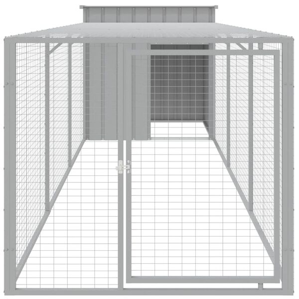 vidaXL Chicken Cage with Run Light Grey 110x405x110 cm Galvanised Steel