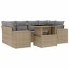 vidaXL 7 Piece Garden Sofa Set with Cushions Beige Poly Rattan