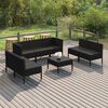 vidaXL 8 Piece Garden Lounge Set with Cushions Poly Rattan Black