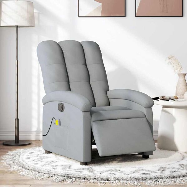 vidaXL Electric Massage Recliner Chair Light Grey Fabric