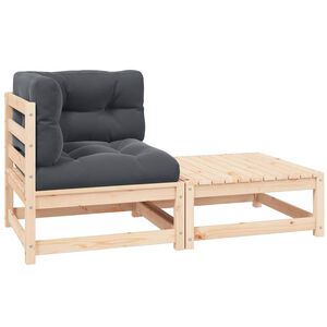vidaXL 2 Piece Garden Lounge Set with Cushions Solid Pinewood
