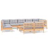 vidaXL 10 Piece Garden Lounge Set with Grey Cushions Solid Pinewood