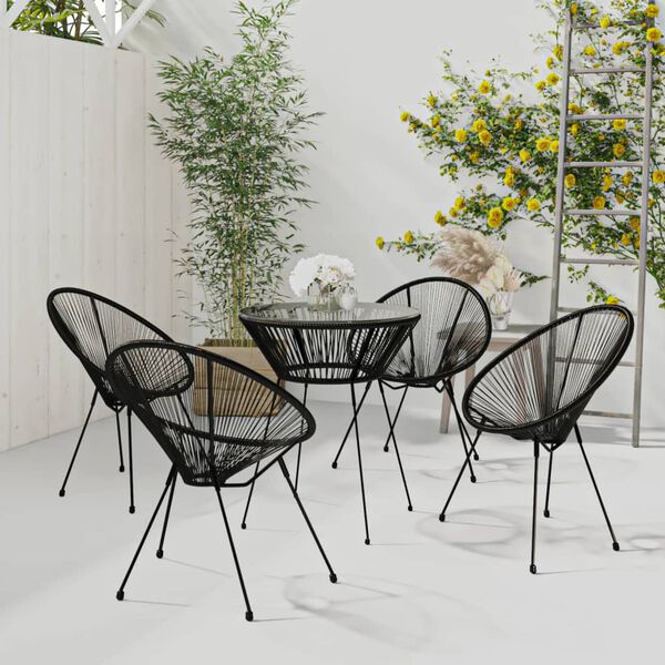 vidaXL 5 Piece Garden Dining Set Black