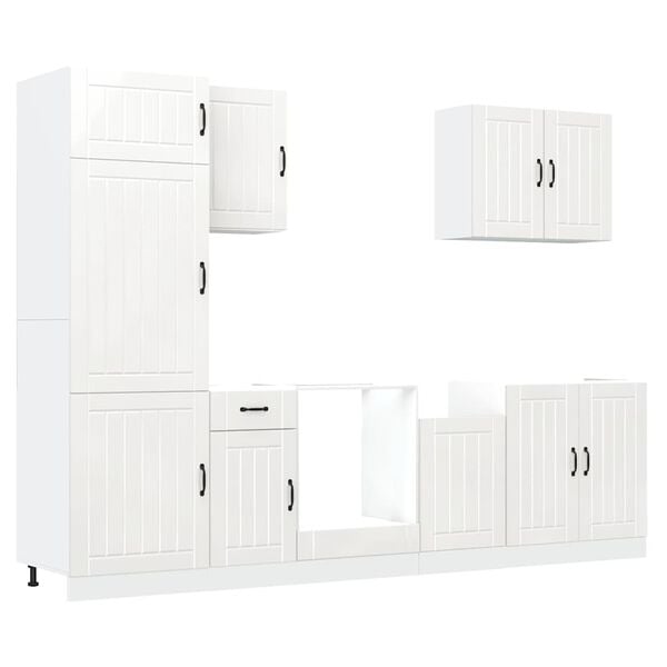 vidaXL 7 Piece Kitchen Cabinet Set Lucca White Engineered Wood