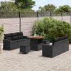 vidaXL Garden Sofa Set 9 pcs Black Poly rattan and powder-coated steel