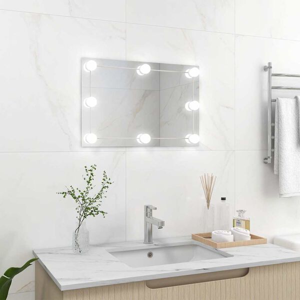 vidaXL Wall Mirror with LED Lights Rectangular Glass